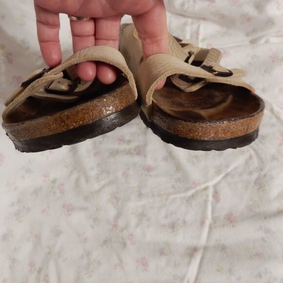 Birkenstock Florida 38 cream pebbled soft leather 7 7.5 8 women's vintage VGC - Picture 7 of 11